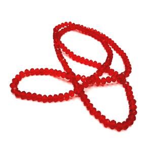 Red Faceted Crystal Bead Necklace, 36" Long Strand, No Clasp, Sparkling